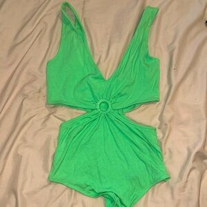 Vibrant Green Cutout Top